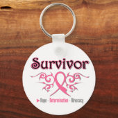 Porte-clés Ruban Tribal Survivant du cancer du sein (Recto)