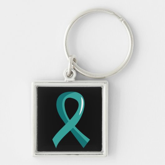 Porte-clés Ruban turquoise 3 de Cancer péritonéal (Devant)
