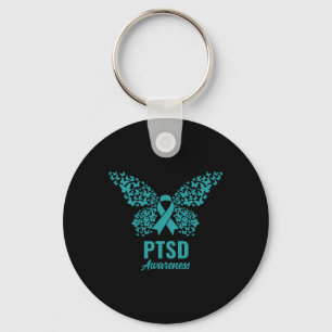 Porte-clés Ruban turquoise Avec Papillons - Sensibilisation P