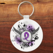 Porte-clés Ruban Violet Et Ailes Sarcoidose (Recto)