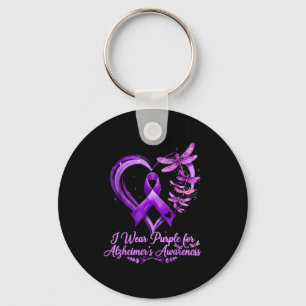 Porte-clés Ruban violet papillon de sensibilisation à la mala