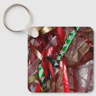 Porte-clés Rubans de Noël Rouge Vert et Or Férié