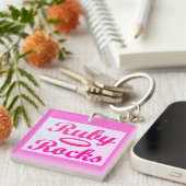 Porte-clés Ruby Rocks design SWEET PINK (Devant Droit)