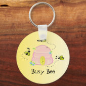 Porte-clés ruche rose - Abeille occupée (Recto)