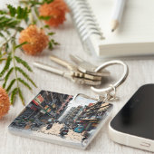 Porte-clés Rue animée du centre de Kolkata, Inde (Devant Droit)