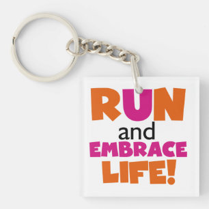 Porte-clés Run and Embrassez Life Orange Pink