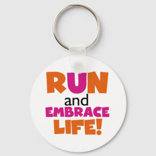 Porte-clés Run and Embrassez Life Orange Pink