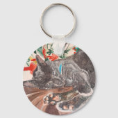 Porte-clés Russe Bleu chat gris anglais shorthair chats Key R (Verso)