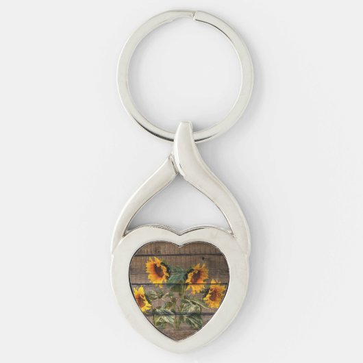 Porte-clés Rustic Barn Wood Sunflower (Devant)