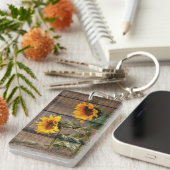 Porte-clés Rustic Barn Wood Sunflower (Devant droit)