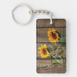 Porte-clés Rustic Barn Wood Sunflower