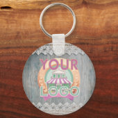 Porte-clés Rustic Barnwood Lace Branding Business Logo QR (Recto)