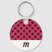Porte-clés Rustic Buffalo Check Plaid Monogramme Noël (Recto)
