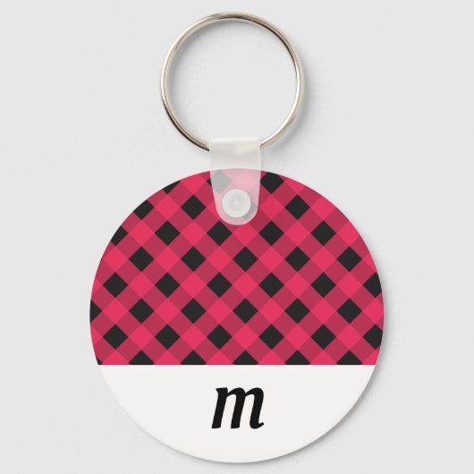 Porte-clés Rustic Buffalo Check Plaid Monogramme Noël (Recto)
