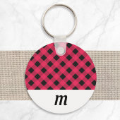 Porte-clés Rustic Buffalo Check Plaid Monogramme Noël