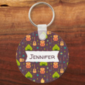 Porte-clés Rustic Camping Tentes Motifs et Guitares (Recto)