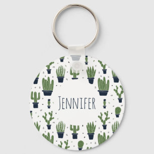 Porte-clés Rustic Dark Green Cactus Desert Pattern