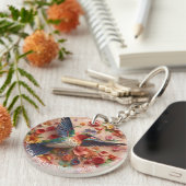 Porte-clés Rustic Elegant Funny Hummingbird Nom personnalisé (Devant Droit)