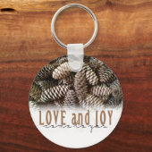 Porte-clés Rustic Holiday Love and Joy Pine Cone (Recto)