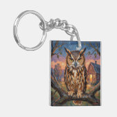 Porte-clés Rustic Impasto Great Horned Owl  (Devant gauche)