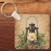 Porte-clés Rustic lantern holly pine festive winter christmas (Recto)