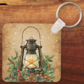 Porte-clés Rustic lantern holly pine festive winter christmas (Verso)