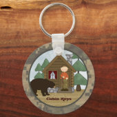 Porte-clés Rustic Lodge Clés Cabines Camo avec ours (Recto)