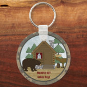 Porte-clés Rustic Lodge : Clés de Cabine avec ours (Recto)
