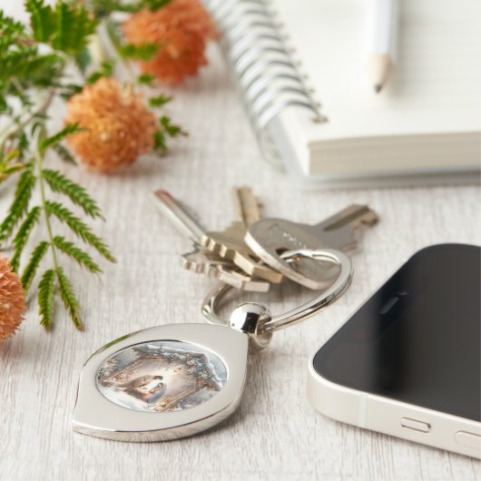 Porte-clés Rustic Nativity Scene with Winter Florals (Côté )