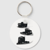 Porte-clés Rustic Trois Camions Noirs Conception Vintage Cami (Recto)