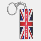 Porte-clés Rustic Union Jack UK Drapeau Texte personnalisé (Devant gauche)