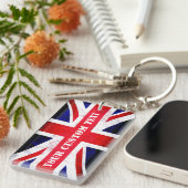 Porte-clés Rustic Union Jack UK Drapeau Texte personnalisé (Devant droit)