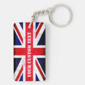 Porte-clés Rustic Union Jack UK Drapeau Texte personnalisé (Dos)