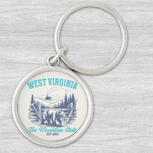Porte-clés Rustic West Virginia Nature Scene with Bear