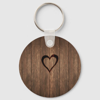 Porte-clés Rustic Wood Burning Heart Print