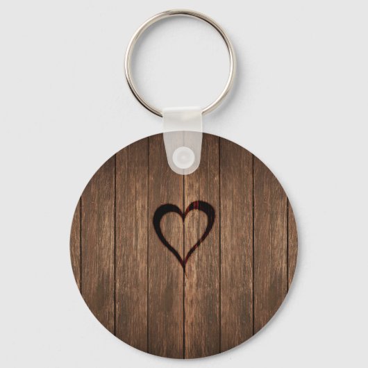 Porte-clés Rustic Wood Burning Heart Print (Recto)
