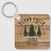 Porte-clés Rustic Wood Green Forest Trees Location Cabine (Recto)
