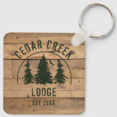 Porte-clés Rustic Wood Green Forest Trees Location Cabine (Dos)