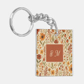 Porte-clés Rustique Automne vibes d'automne & Monogramme flor (Devant gauche)