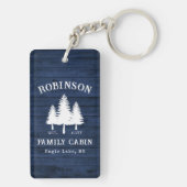 Porte-clés Rustique Cabine de famille Arbres Bleu Planche en  (Dos)