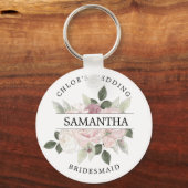 Porte-clés Rustique Chic Blush Rose Floral Personnalisé (Recto)