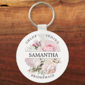Porte-clés Rustique Chic Blush Rose Floral Personnalisé (Recto)
