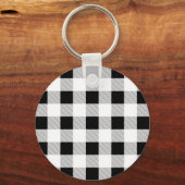 Porte-clés rustique chic ferme noir blanc de buffle plaid (Recto)