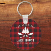 Porte-clés Rustique Country Lake House Tree Red Buffalo Plaid (Recto)