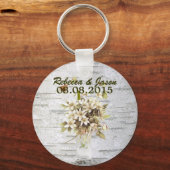 Porte-clés rustique fleur sauvage blanc bouleau mariage (Recto)