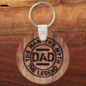Porte-clés Rustique Papa L'Homme Mythe Légende Bois Pyrograph (Recto)