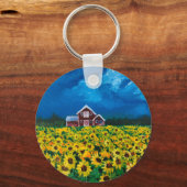 Porte-clés rustique pays de l'ouest grenier rouge tournesol (Recto)