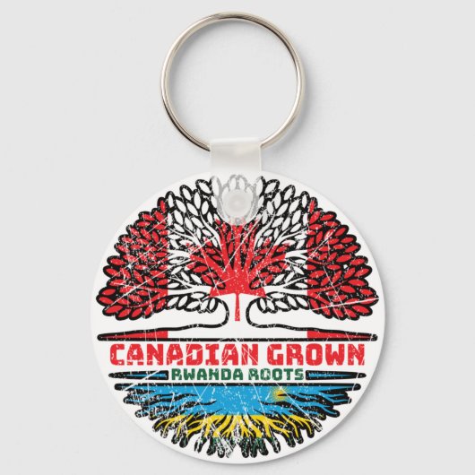 Porte-clés Rwanda Rwandais Canadian Tree Roots Drapeau (Recto)