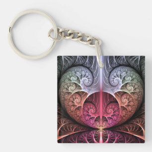 Porte-clés Rythme cardiaque, art fractal de fantaisie surréal
