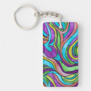 Porte-clés Rythme de Couleur - Art Abstrait à l'Aquarelle Pei